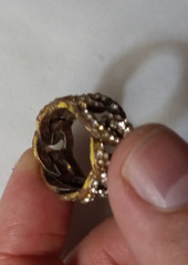 Vintage Rhinestone Eternity Band Ring goldTone Size ~0.68″ ID sz 7 *READ