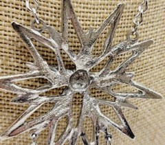 Lisner STAR Pendant Necklace Silver Tone Dangle in Art Deco 26 in