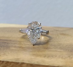 14k White Gold Engagement Ring 4.01ct Lab Grown Diamond Pear Shape IGI Cert