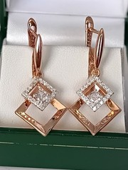 Vintage 1990-s 14 Ct Rolled Gold Zircons Earrings-Hallmarked 585 RG