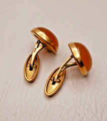 Vintage Cufflinks of the USSR 4ЯК 1950s Honey Amber. Brass. Gilding