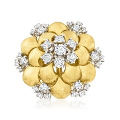 Vintage 1.15 ct. t.w. Diamond Flower Ring in 14kt Yellow Gold. Size 6.25
