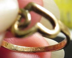 Vintage Used Two Hearts Together 18K HGF Ring Size 4.75 Tiny Pinky Unbranded GUC