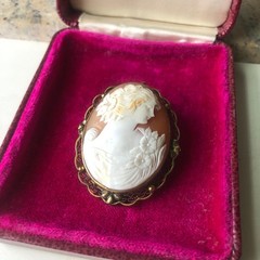 Beautiful Shell Cameo Brooch / Pendant , Vintage or Antique, Filagree Bezel