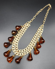 Gorgeous Double Layered Statement Necklace with Acrylic Charm Beads
