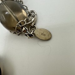 Vintage Chunky Smoky Quartz & Coin Pearl Necklace Sterling Silver Donna Dressler