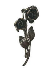 Sculpted 3D Designer 925 Silver Rose Brooch Pin Theodor Klotz Germany Vintage