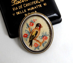 VTG Vatican Hand Painted Bird Sterling Silver 800 Pin/Pendant Signed 1″ 90’s