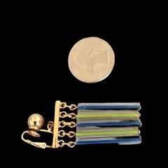 Vintage Signed Trifari Clear/Blue/Green Lucite Drop Fringe Earrings~1950s