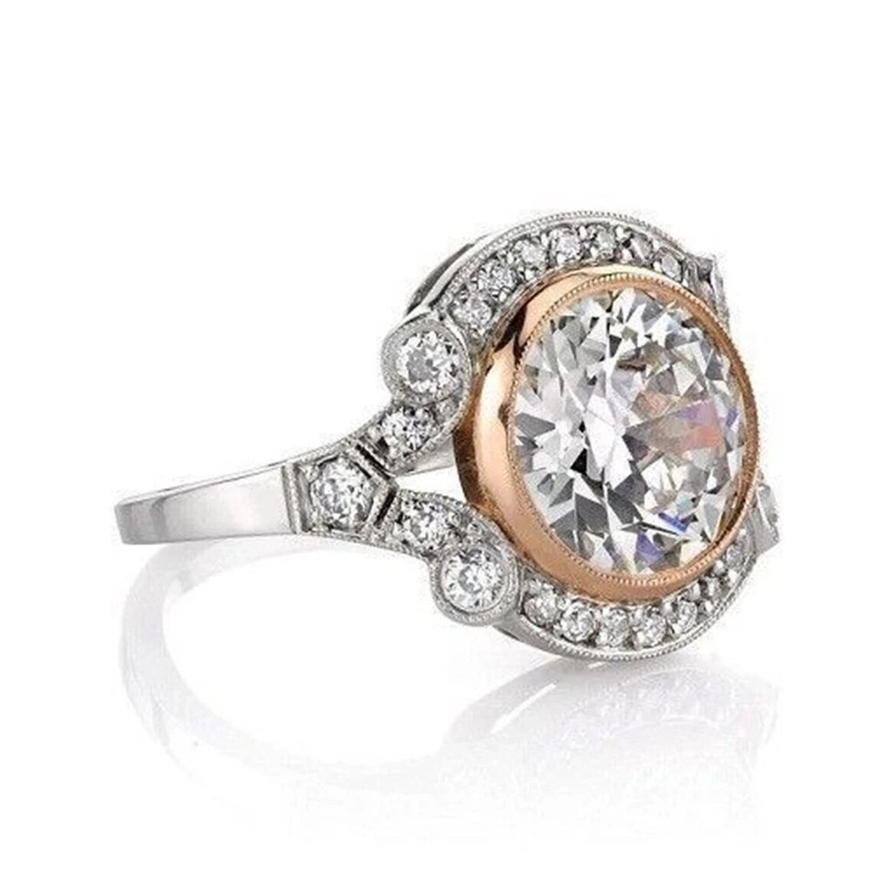 Vintage1890s Edwardian Style LabCreated Diamond Circa Engagement 14K GoldFN Ring