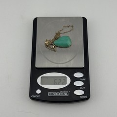 Vintage Circa 1950s 14K Yellow Gold Pear-Shaped Turquoise Pendant Necklace 17″
