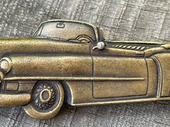 VTG 1950s Cadillac convertible brooch/pin metal alloy dark bronze color 3 1/8 L