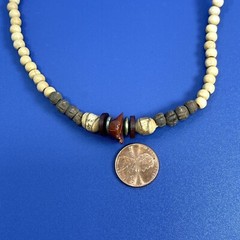 Lot of 3 Vtg Mixed Material 15″ Choker Strand Necklaces Glass Wood Plastic Stone
