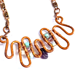 Lot 3 Copper Signed Premier Designs Etc. Matching Necklace + Bracelet Etc.