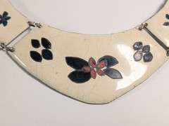 Vintage Enamel Over Copper Necklace 17.5″ Collar Artisan 60s 70s Hippie Boho
