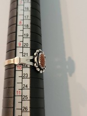 Vintage Sterling Silver Ring sz 10 Wheeler Mfg Southwestern Style Orange Sparkle