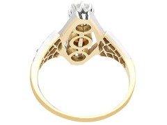 Antique 1.15 Ct Diamond Pearl 18k Yellow Gold Cocktail Ring