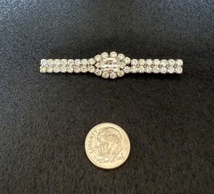 Vintage Crystal Clear Rhinestone Straight Brooch Pin Silver Tone