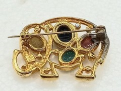 Vintage Weingeroff Goldtone Scarab Elephant Brooch Egyptian Revival, Good Luck