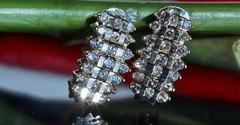 10k yellow gold earrings 1.00ct natural diamond 0.72″ pyramid dangle 4.50g N3658