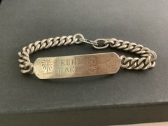VTG Mens Heavy Sterling Silver Marine Navy Radio Officer ID bracelet 7.25″ 30g