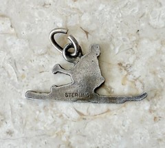 Vintage Sterling Silver Charm 3-D Man On Skis with Ski Poles