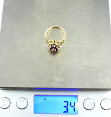 Vintage Solid 14K Yellow Gold Ring Ruby Diamond Cluster Fine Fancy Jewelry