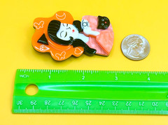 Dreaming Girl & Black Cat Acrylic Brooch Contemporary