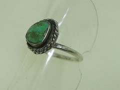 VINTAGE OLD PAWN STERLING SILVER & TURQUOISE RING! SZ 6