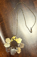 Vintage Monet Charm Holder Butterfly Gold Necklace W/ Silhouette Profile Charms