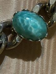Pot Metal MCM Chain Bracelet Semi- Precious Gems Pronged Cabochon Set