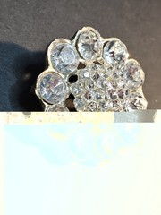 Vintage Rhinestone Flower Brooch Dome Center Cluster Clear Stones Pin Daisy