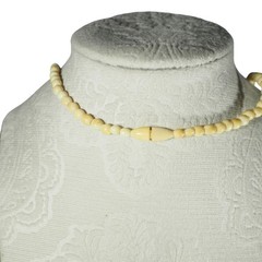 Unbranded Graduated Carved Bead Necklace Women’s Cream Vintage 70s Surfer Style