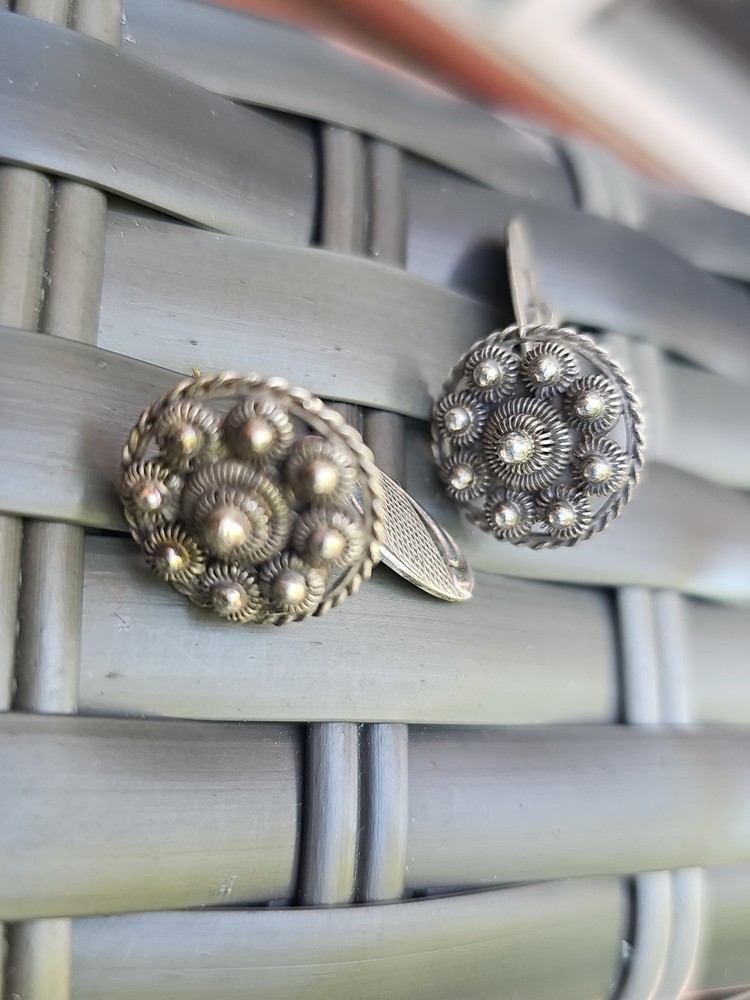 Antique Dutch Zeeuwse Knoop Cufflinks- 835 Silver Filigree Zeeland Button Sword