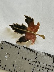 Vintage Gold Tone Concave Maple Leaf Brooch A1