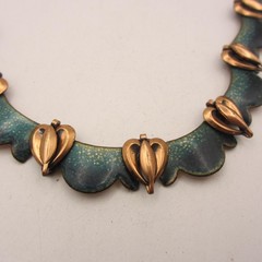 Vintage Copper Enamel Necklace Speckled Collar 17 Inch