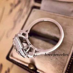 Real Moissanite 3.51CT Round Cut Antique Vintage Wedding Ring 14K White Gold FN