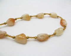 Vintage Stunning Rutilated Quartz Barrel 13.75 Loop Hook Precious Stone Necklace
