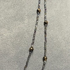 Seed Bead Necklace 56 In Gold Dark Blue Purple Green Iridescent Snap Closure