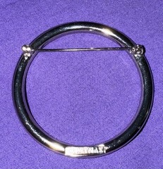 SPORTMAX Italy Designer Circle, Silver-tone Brooch. ~2.25 Diameter.