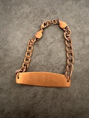 Vintage Copper Bar Bear Plate Tag Curb Link Chain, Men Bracelet – preowned