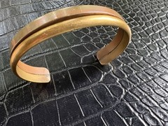 Vintage Copper Brass Cuff Bracelet Unisex Two-Tone Signed Estate Find READ SIZE
