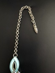 Aqua Blue Thermoset Lucite Choker Necklace Rhinestone Silver Tone Vintage 1950s
