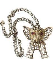 D&E Juliana Vintage Articulated Filigree Elephant Necklace ( Book Piece )