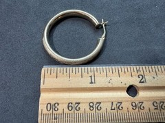 6.24g Vintage Sterling Silver 925 Large Hoop Earrings Etched Pattern M