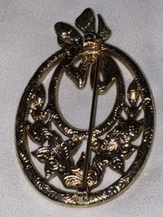 1828 Gold Brooch Pin With Clear Rhinestones