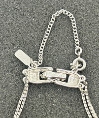 Monet Double Chain Silver Tone Tennis 7″ Bracelet w/Safety Chain