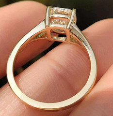 3.00CT Cushion Cut White Moissanite Women’s Solitaire Ring In 10K Yellow Gold FN