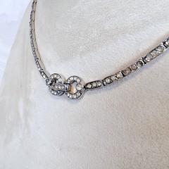 Vintage 1930S Trifari Channel Set Rhinestone Tennis Necklace Choker Glamour