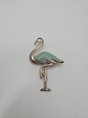 Vintage Aqua Blue Enamel Flamingo Brooch Pin Statement Brooch Miami